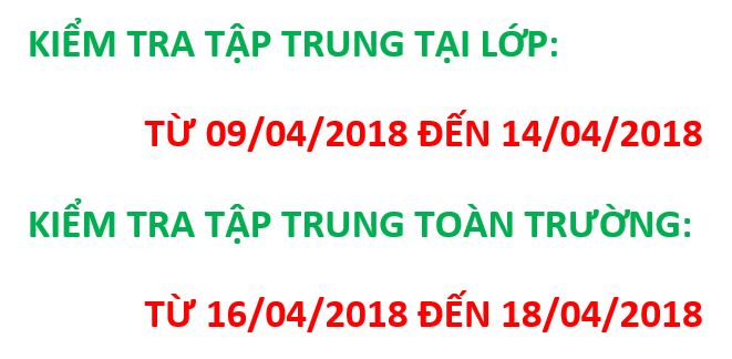 Lịch kiểm tra học kì II năm học 2017 - 2018