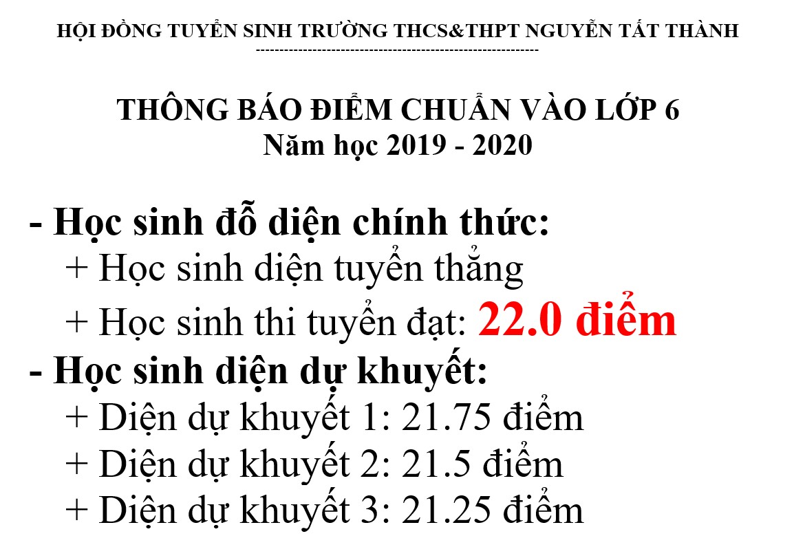 Tuyển sinh lớp 6 năm học 2019 - 2020: Thông báo điểm chuẩn, Thu hồ sơ vào lớp 6 và Phúc tra bài thi.