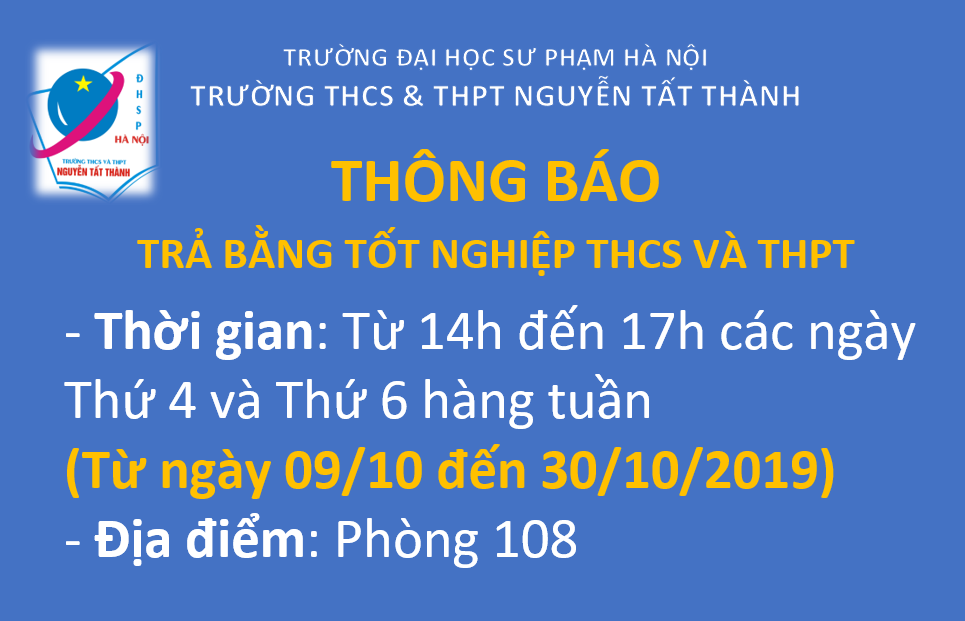 Thông báo nhận bằng tốt nghiệp THCS và THPT năm 2019 và năm 2018 trở về trước