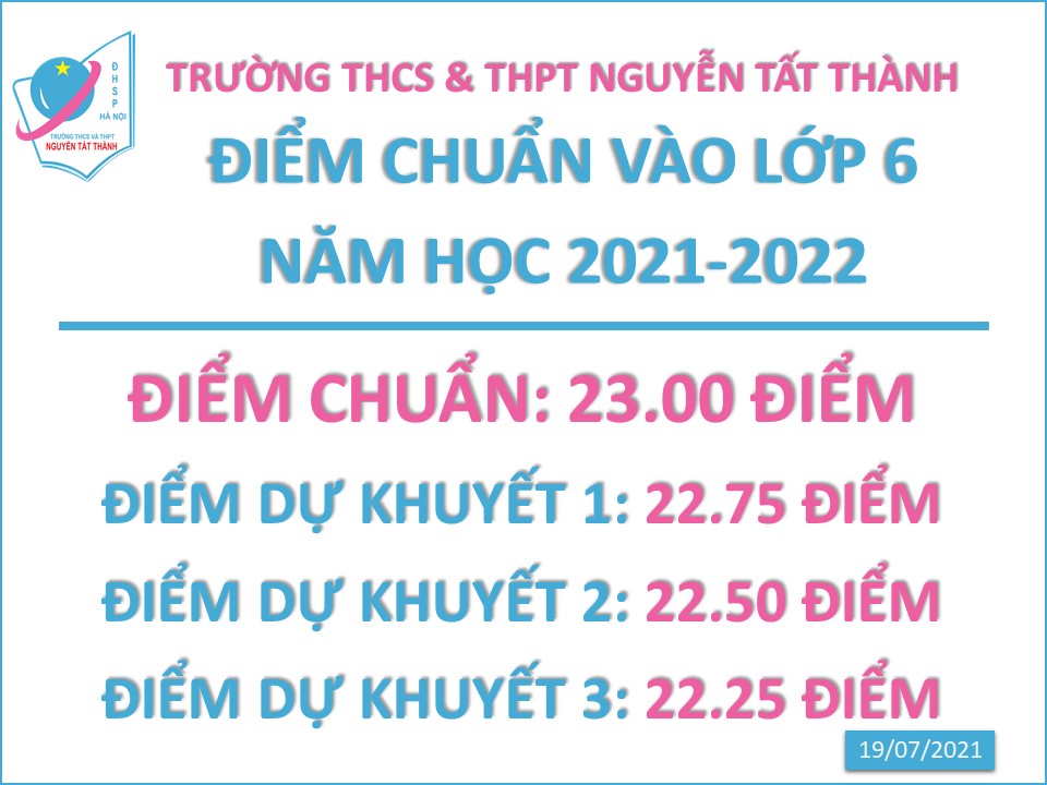 Thông báo kết quả KTĐGNL, điểm chuẩn và nhập học vào lớp 6 năm học 2021-2022