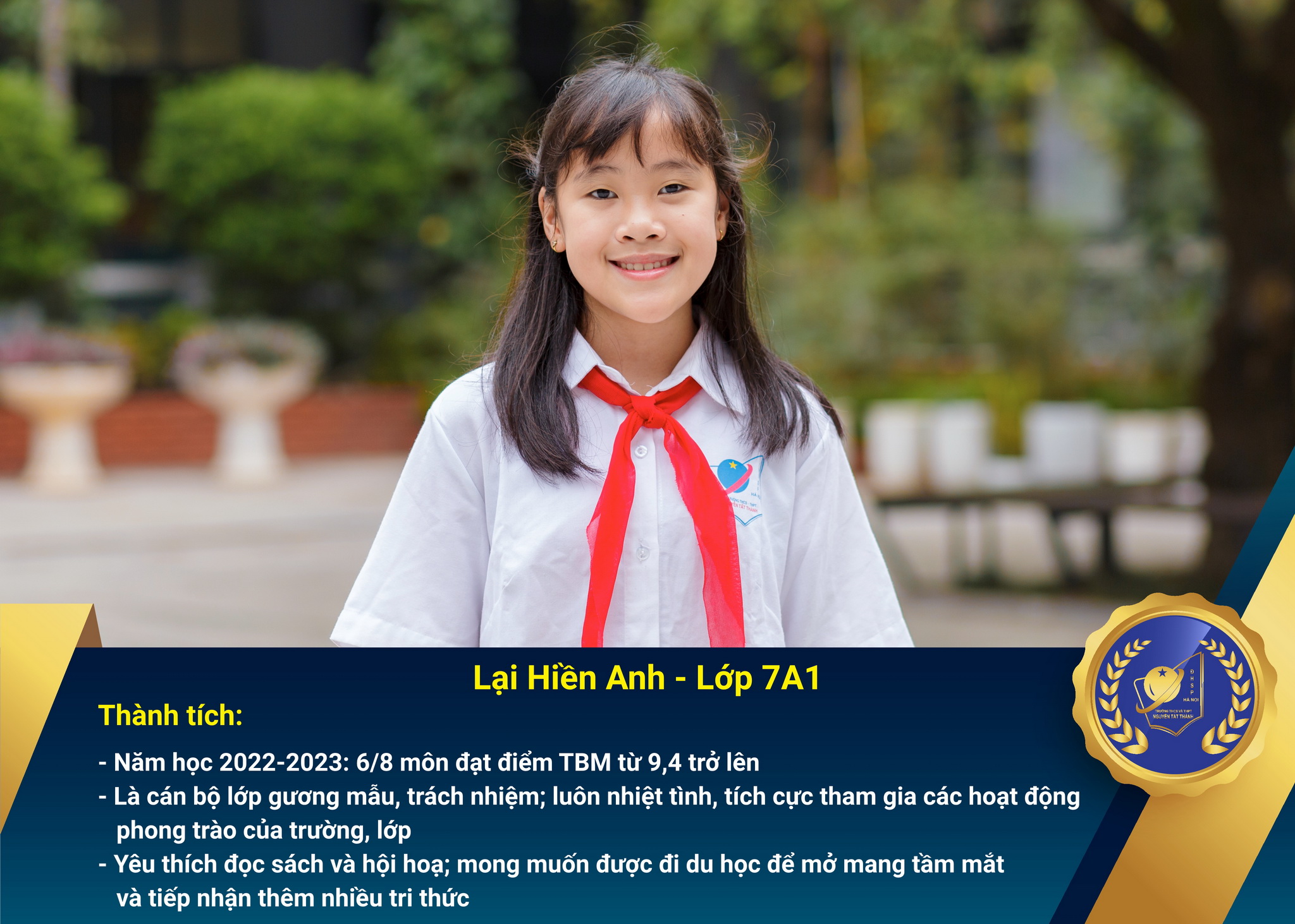 Chân dung Win88 nhà cái không bị chặn nhận Học bổng Nguyễn Tất Thành lần thứ 47 – Khối 7 - năm học 2023 – 2024