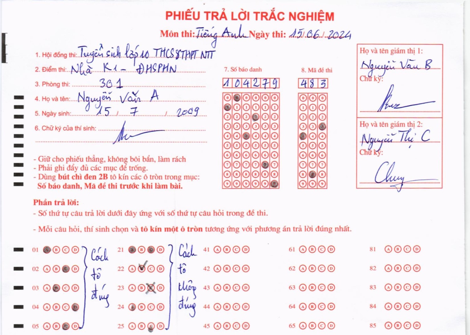 Hướng dẫn làm bài thi phần trắc nghiệm môn Tiếng Anh Win88 nhà cái cá cược trực tuyến tuyển sinh vào lớp 10 năm học 2024 - 2025
