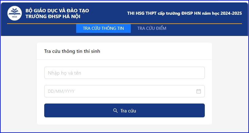 Tra cứu thông tin dự thi Win88 nhà cái cá cược trực tuyến chọn Win88 nhà cái không bị chặn giỏi của Trường Đại học Sư phạm Hà Nội năm học 2024-2025