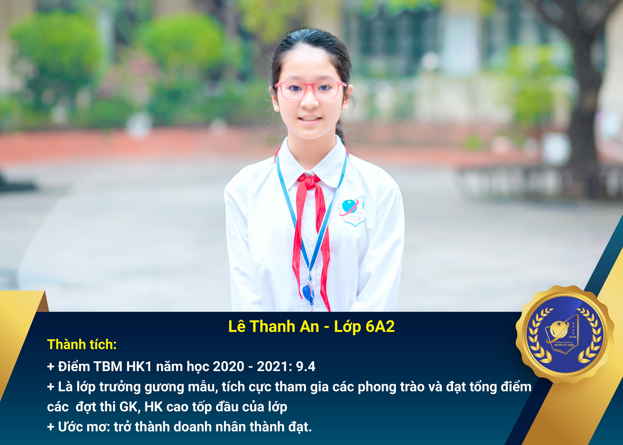 Chân dung Win88 nhà cái không bị chặn nhận Học bổng Nguyễn Tất Thành lần thứ 40 – Khối 6 - Học kì I năm học 2020 - 2021