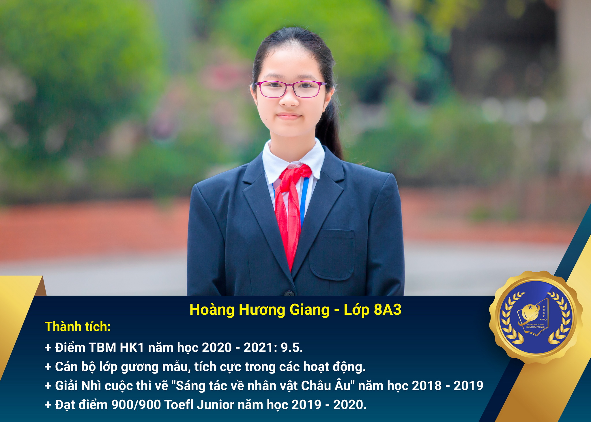 Chân dung Win88 nhà cái không bị chặn nhận Học bổng Nguyễn Tất Thành lần thứ 40 – Khối 8 - Học kì I năm học 2020 – 2021