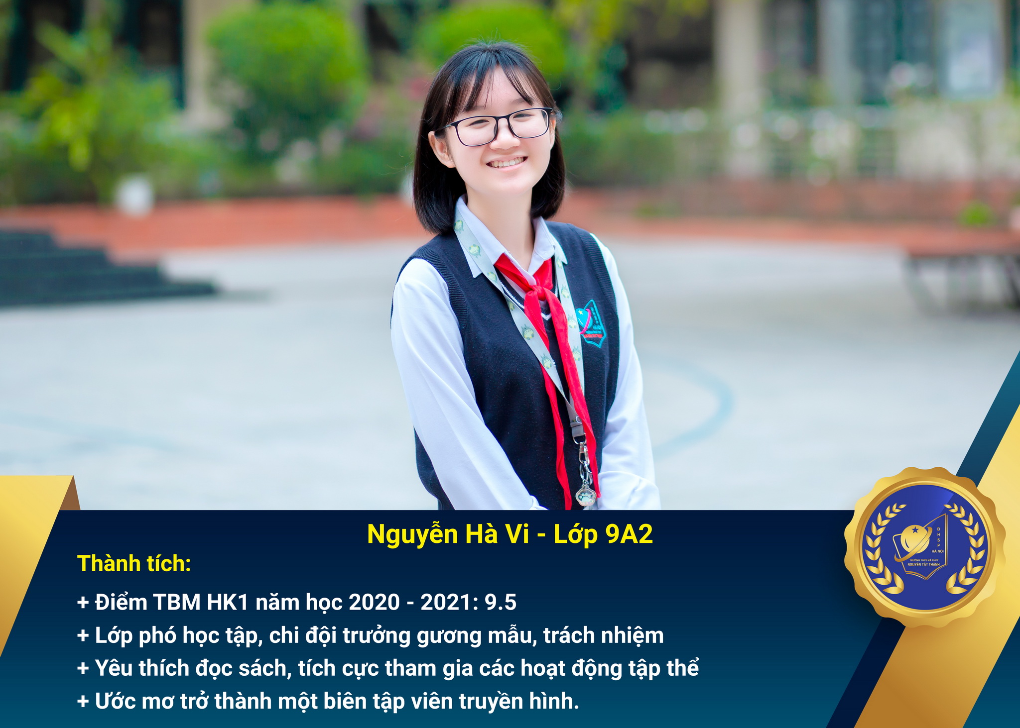 Chân dung Win88 nhà cái không bị chặn nhận Học bổng Nguyễn Tất Thành lần thứ 40 – Khối 9 - Học kì I năm học 2020 – 2021